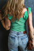 Ruffled Wide Straps Slim Tank Top